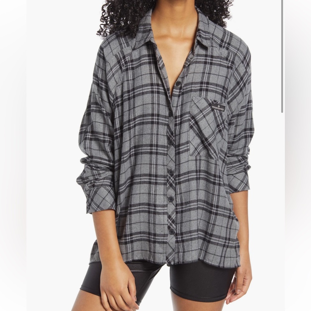 Gray Plaid Button-Up Shirt BDG urban outfitters size large